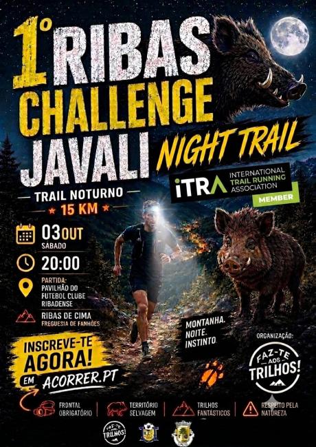 Cartaz da prova 1º Ribas Challenge - Javali Night Trail